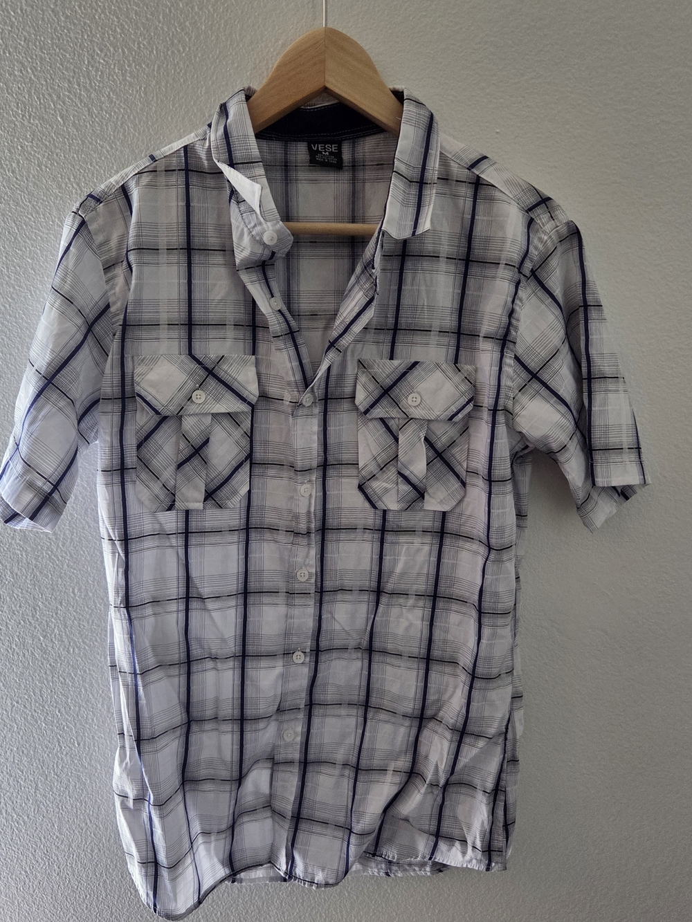 Vese Plaid Short Sleeve Button-Down Shirt Westernwear Rodeo Cowboy Sz MED